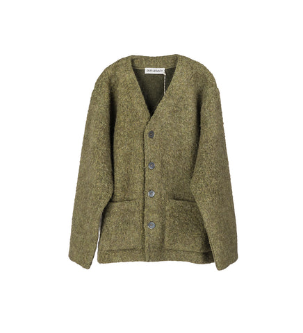 CARDIGAN FRESH MOSS TUMBLE WOOL