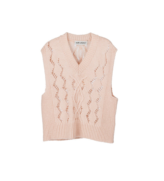 CABLE MICHIGAN TANK DELICATE PINK FISHERMAN WOOL