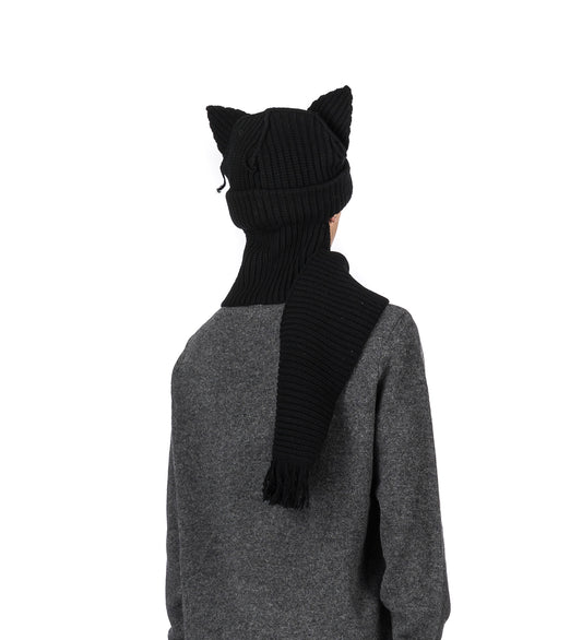 CHUNCKY EARS BEANIE SCARF BLACK