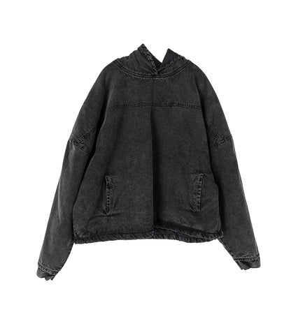 COVER WOVEN HOODIE WASHED BLACK