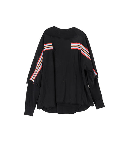 ASYMMETRICAL LAYERED RIB LONG SLEEVE BLACK