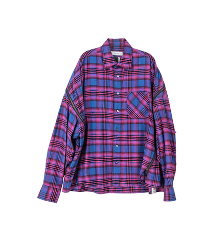 ORIGINAL CHECK ZIPPER SHIRT NAVY/PINK