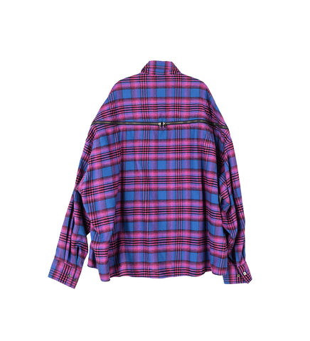 ORIGINAL CHECK ZIPPER SHIRT NAVY/PINK