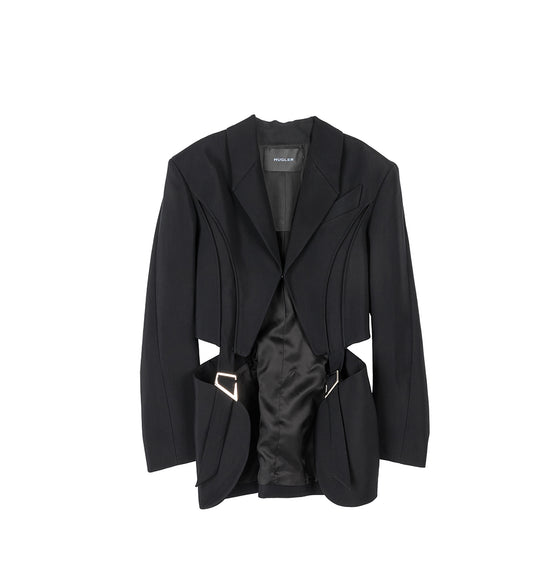 BUCKLED TAILORED WOOL JACKET BLACK