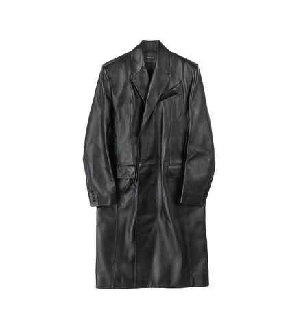 SINGLE-BREASTED LEATHER COAT BLACK