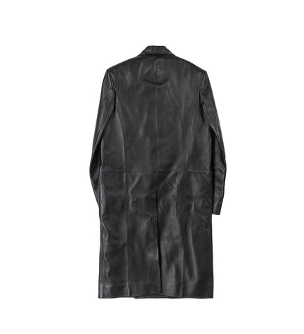 SINGLE-BREASTED LEATHER COAT BLACK