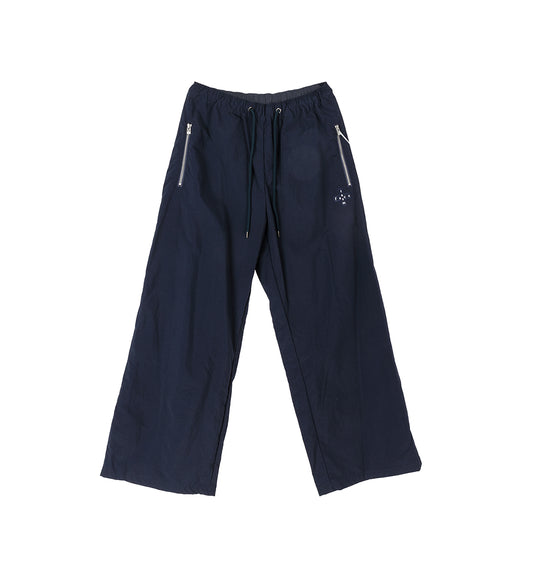 WIDE NYLON PANTS NAVY