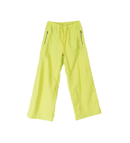 WIDE NYLON PANTS LIME YELLOW