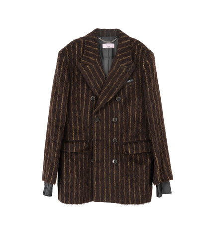 DOUBLE BREASTED SHORT COAT BROWN/GOLD STRIPE