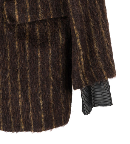 DOUBLE BREASTED SHORT COAT BROWN/GOLD STRIPE