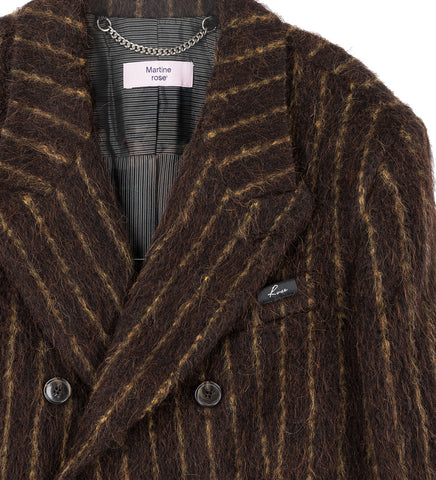 DOUBLE BREASTED SHORT COAT BROWN/GOLD STRIPE