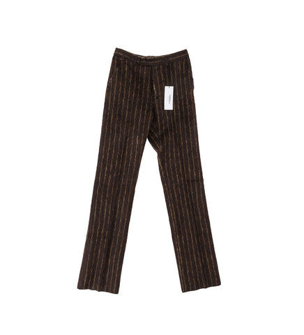 TAILORED RELAXED FIT TROUSERS BROWN/GOLD STRIPE