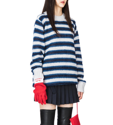 MOHAIR GLOVES JUMPER BLUE/WHITE