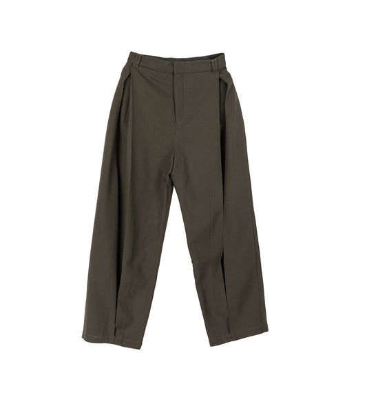 KEVIN PLEATED TROUSERS DARK OLIVE