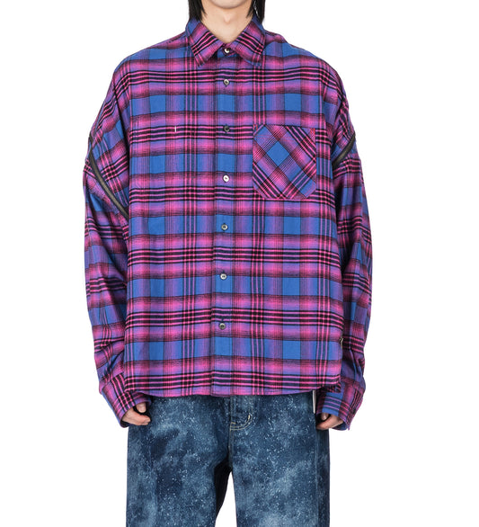 ORIGINAL CHECK ZIPPER SHIRT NAVY/PINK