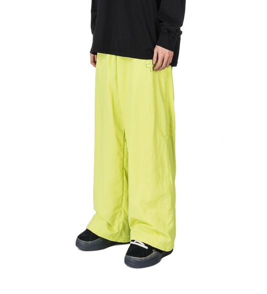 WIDE NYLON PANTS LIME YELLOW