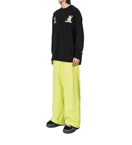 WIDE NYLON PANTS LIME YELLOW