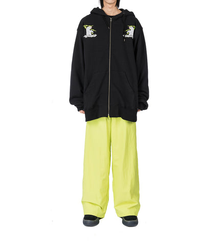 WIDE NYLON PANTS LIME YELLOW