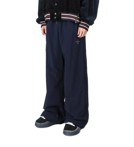 WIDE NYLON PANTS NAVY