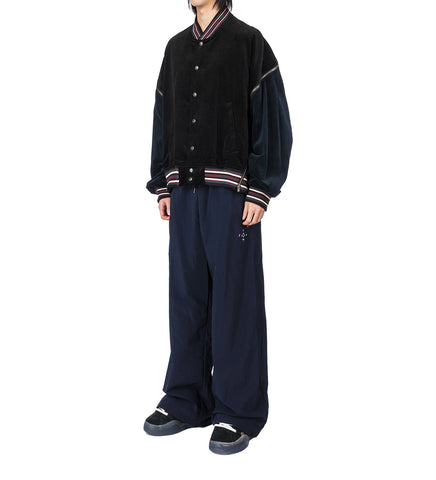 WIDE NYLON PANTS NAVY