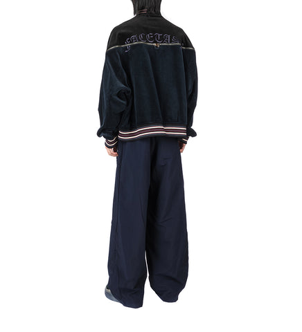 WIDE NYLON PANTS NAVY