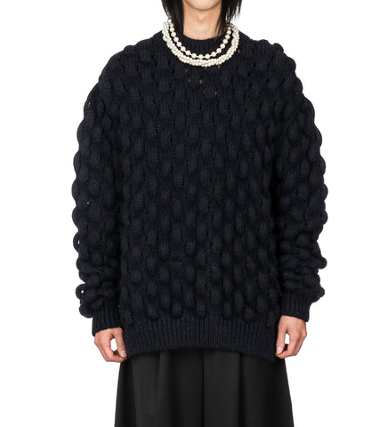 OVERSIZED BUBBLE KNIT JUMPER NAVY