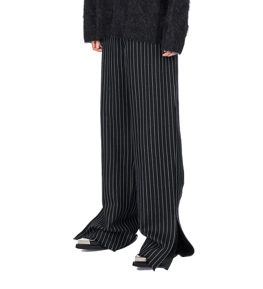 TROUBLE TAILORED TROUSERS PINSTRIPE BLACK