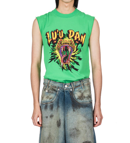 SLEEVELESS TEE LIZARD GREEN