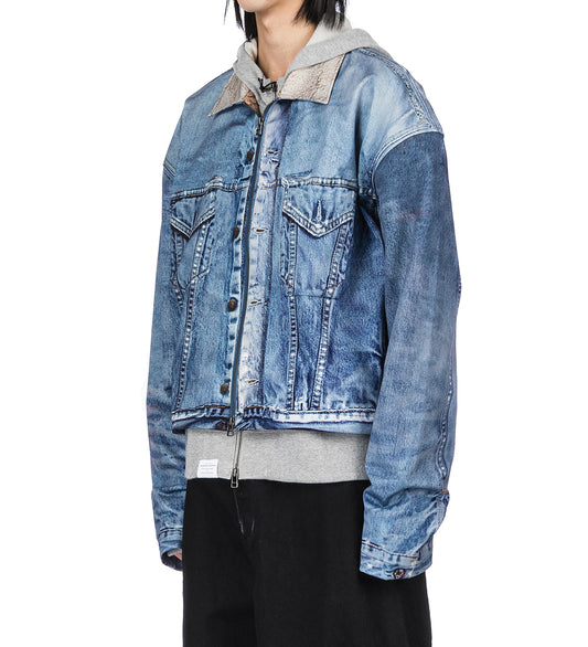 LAYERED PRINT PARKA DENIM