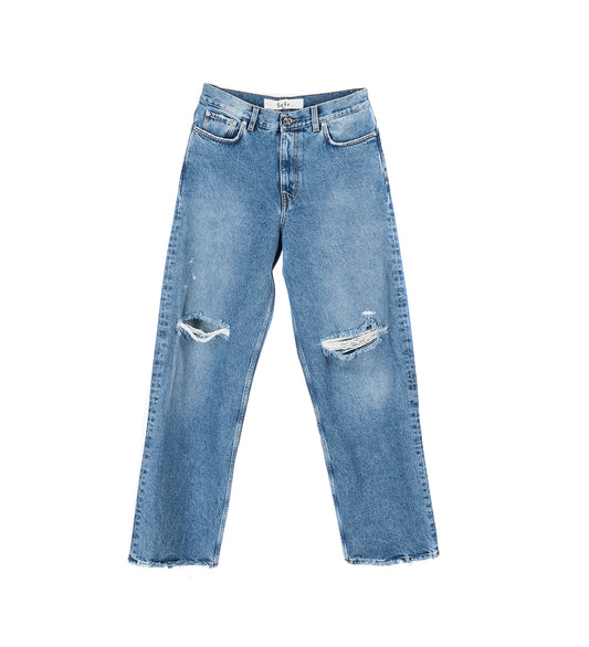 WIDE CUT JEANS TRASHED DENIM