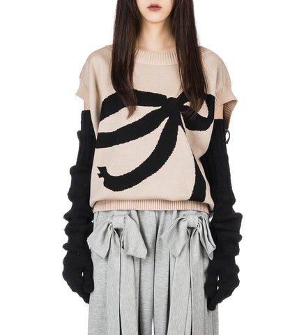 SQUARE VEST PULLOVER CREAM/BLACK