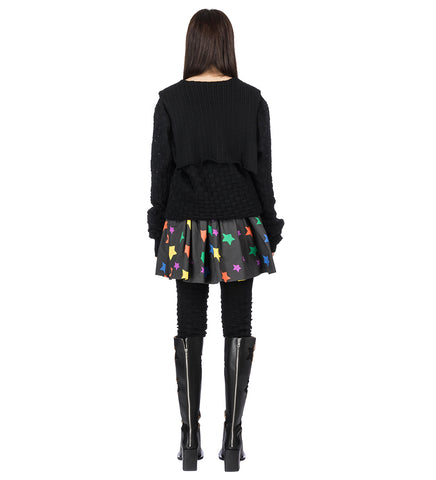 PRINTED BALLON SKIRT BLACK