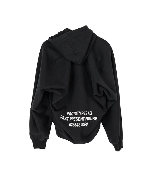 MOVED NECKLINE HOODIE WASHED BLACK