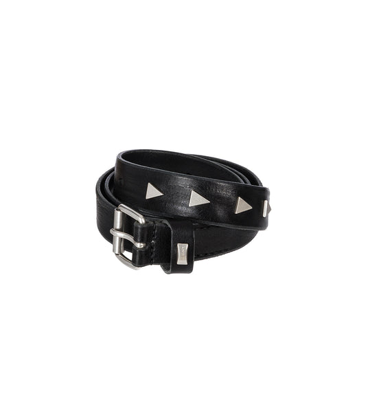 3CM BELT ARROW HEAD BLACK LEATHER