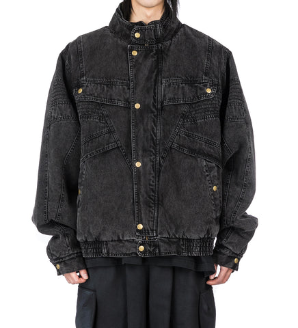 KROW DENIM JACKET WASHED BLACK