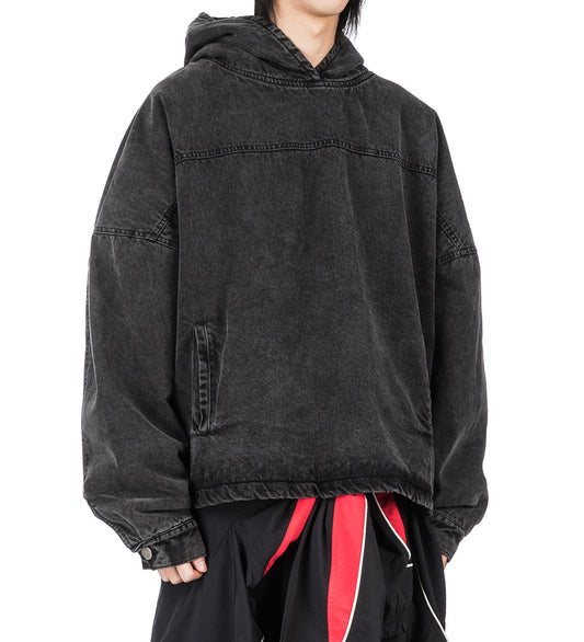 COVER WOVEN HOODIE WASHED BLACK