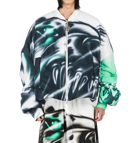 BOMBER JACKET WHITE/BLACK/GREEN