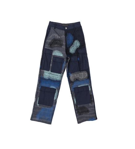 CAMOUFLAGE EMBROIDERY PANTS INDIGO