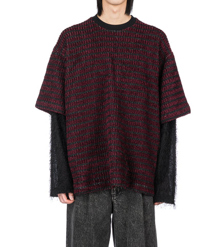 DOUBLE LAYERED SLEEVES PULLOVER WINE