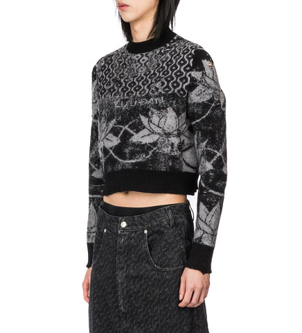 SHRUNK JACQUARD SWEATER BLACK/GREY