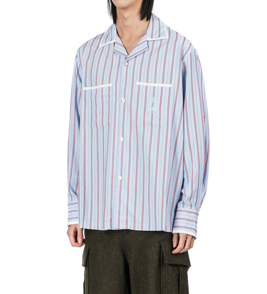 STRIPED BOWLING SHIRT LIGHT BLUE/RED