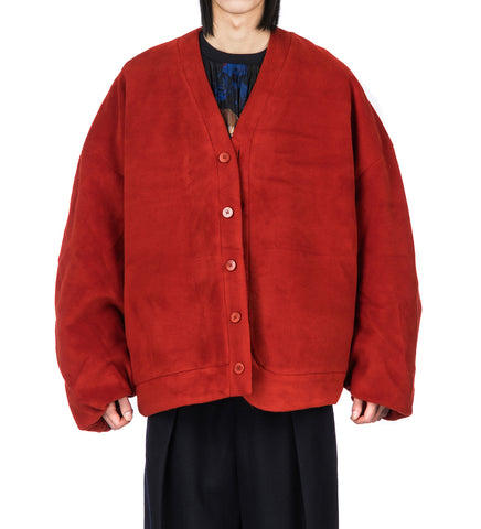 OVERSIZED V-NECK CARDIGAN RUST