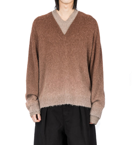 V-NECK GRADIENT JUMPER CHOCOLATE BROWN