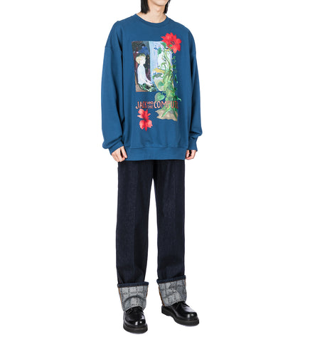 RELAXED FIT PRINTED SWEATSHIRT BLUE