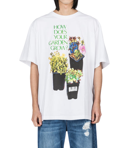 FLOWER POT PRINT OVERSIZED T-SHIRT WHITE