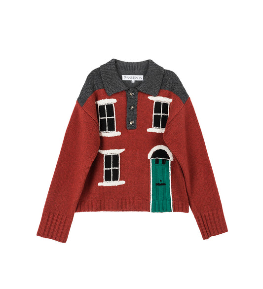 HOUSE POLO JUMPER BRICK