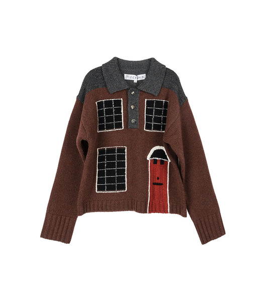 HOUSE POLO JUMPER DARK BROWN