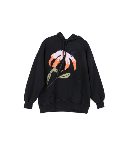 FLORAL EMBROIDERY DEADSTOCK HOODIE BLACK