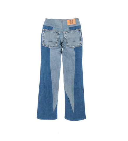 RECONSTITUED BOOT CUT JEAN INDIGO