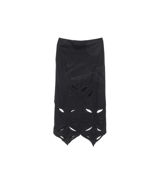 SCHIFFLI EMBROIDERY MAXI SKIRT BLACK